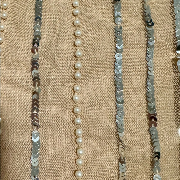 New Show me your MUMU Beige Sequin Skirt with Beads SZ: M - Picture 8 of 9